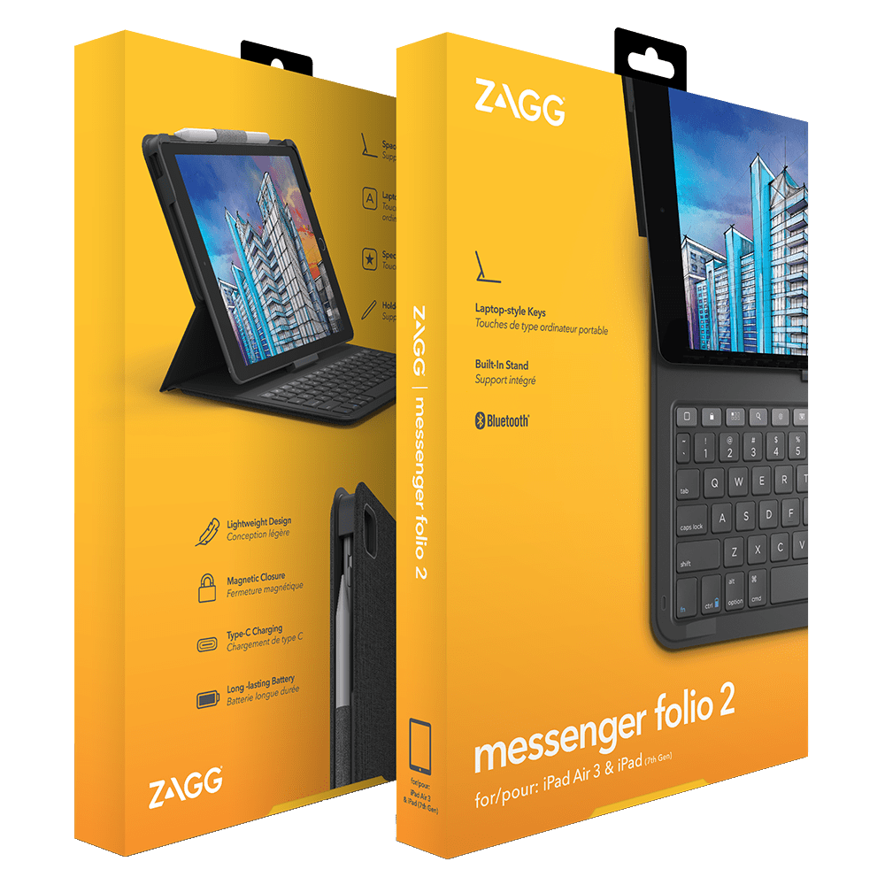 ZAGG Messenger Folio 2 Keyboard and Case for Apple iPad 10.2 / Air 10.5 / Pro 10.5 by ZAGG - Electrostatic Innovations