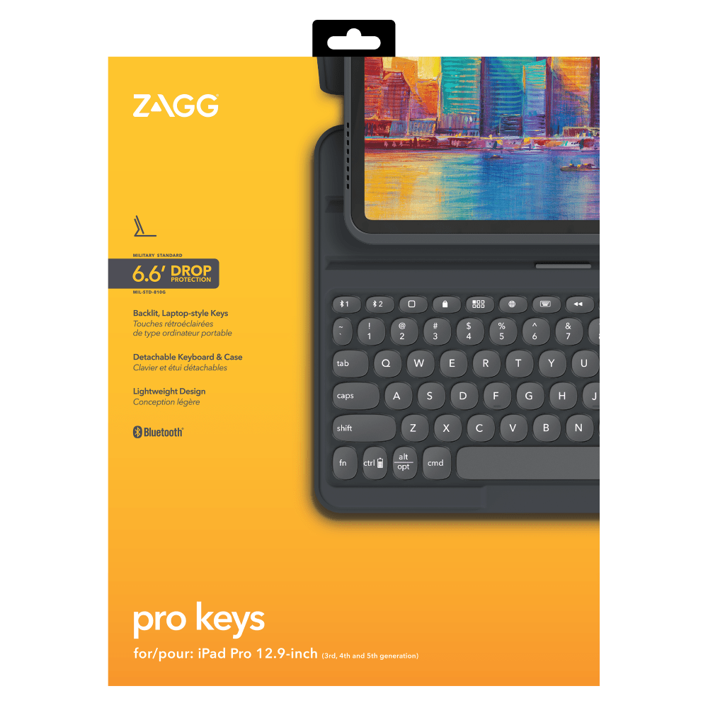 ZAGG Pro Keys Bluetooth Keyboard Case for Apple iPad Pro 12.9 (2021 / 2020 / 2018) by ZAGG - Electrostatic Innovations