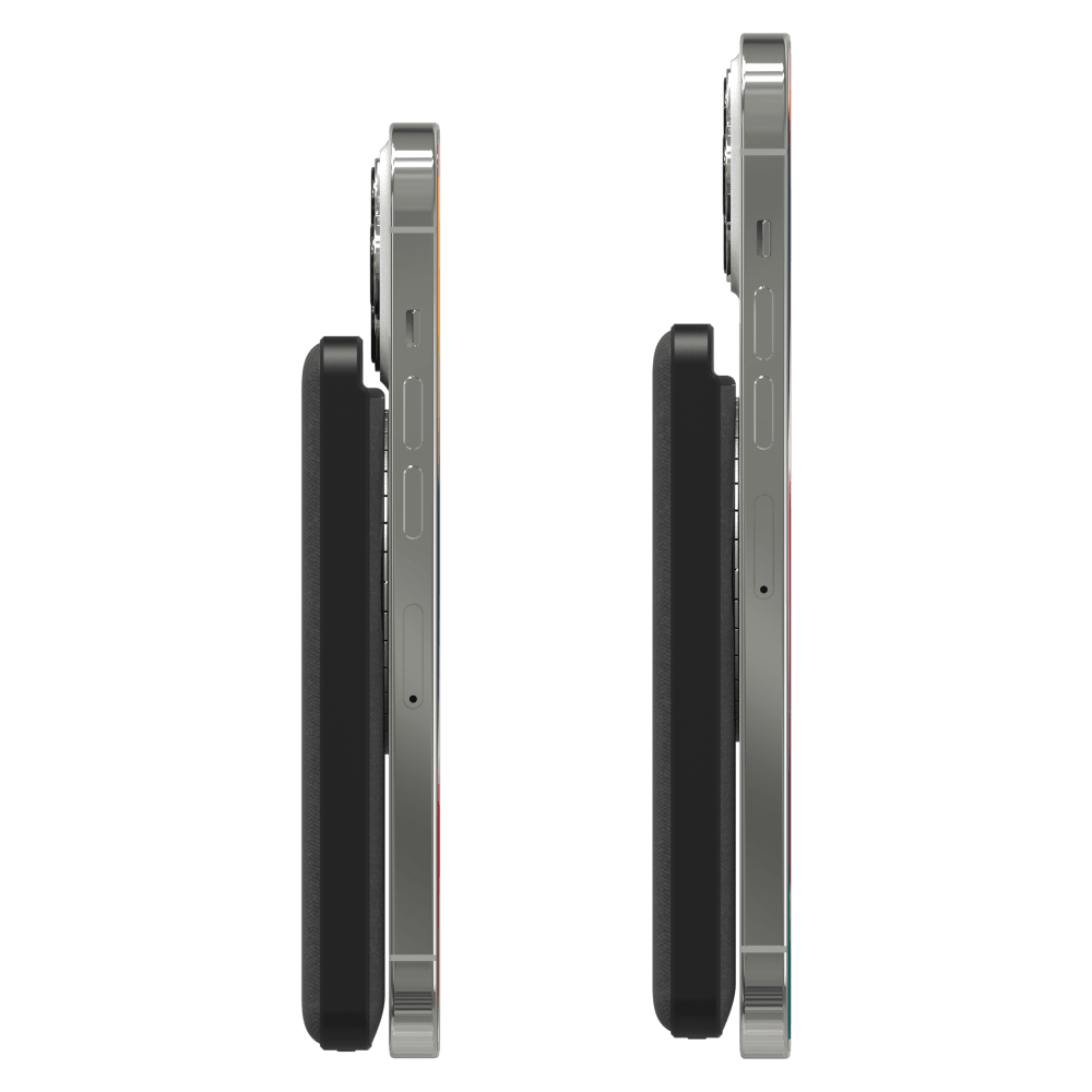 Mophie Snap+ MagSafe power bank on iPhone Side view