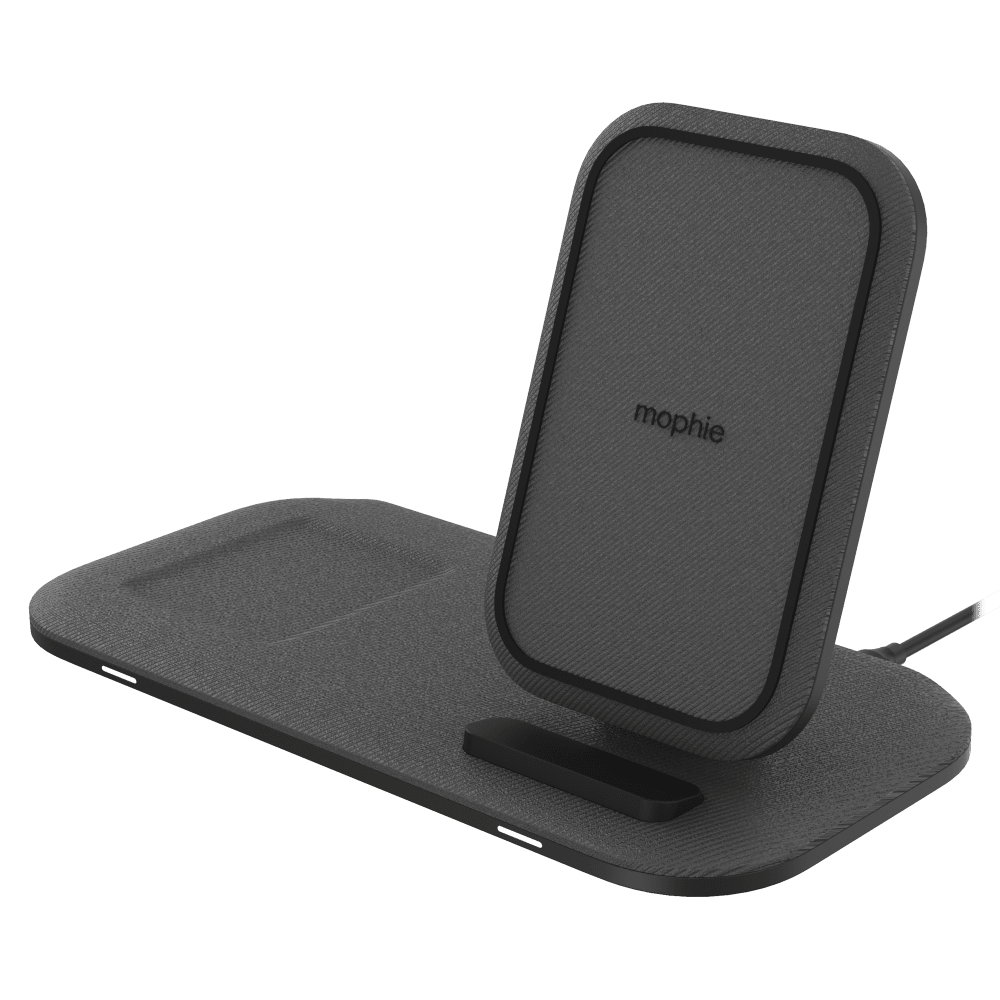 mophie 15W Wireless Charging Stand + Pad front left