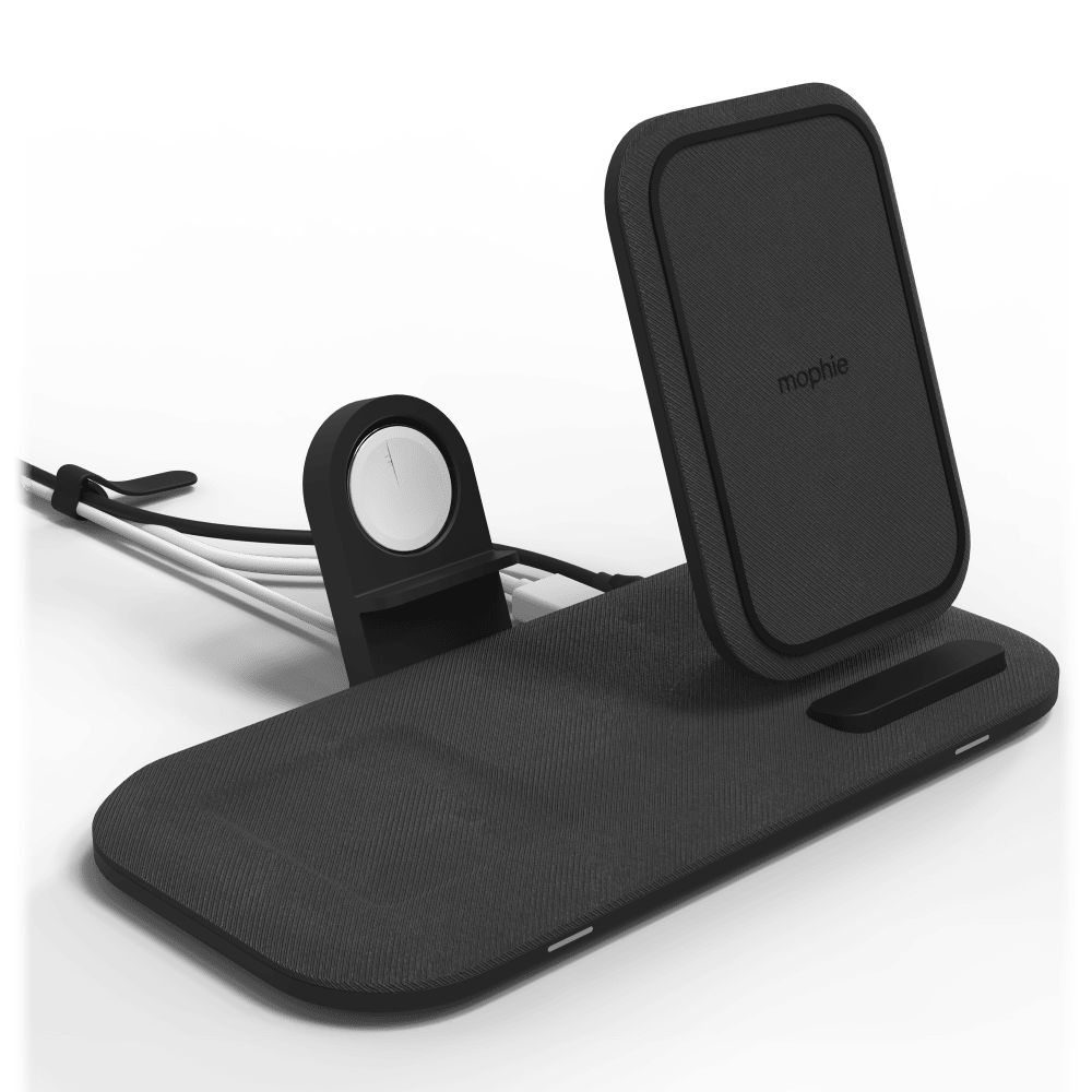 mophie 15W Wireless Charging Stand + Pad front right