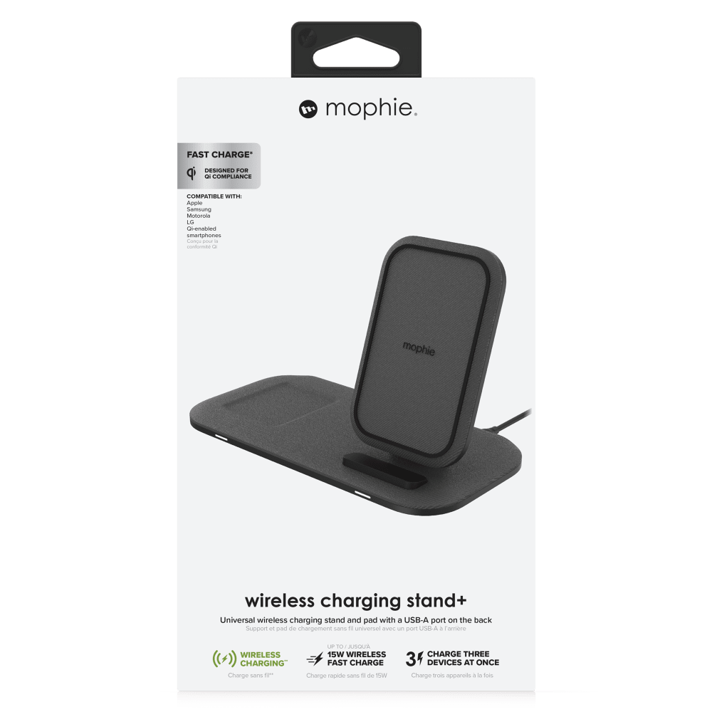mophie 15W Wireless Charging Stand + Pad packaging