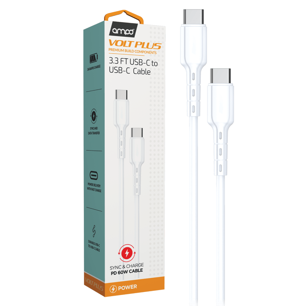 Type C to Type C USB Cable 3ft White cable with package