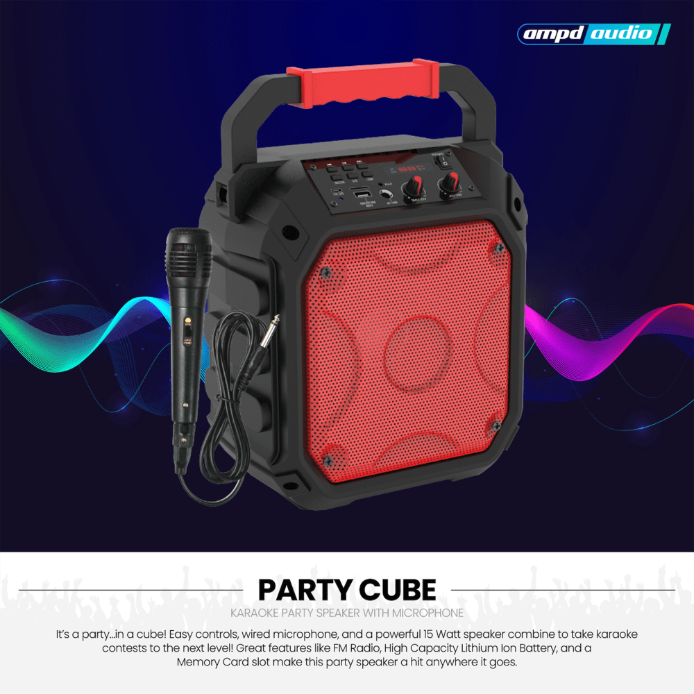 AMPD Party Cube 15W Karaoke Bluetooth Speaker - Electrostatic Innovations
