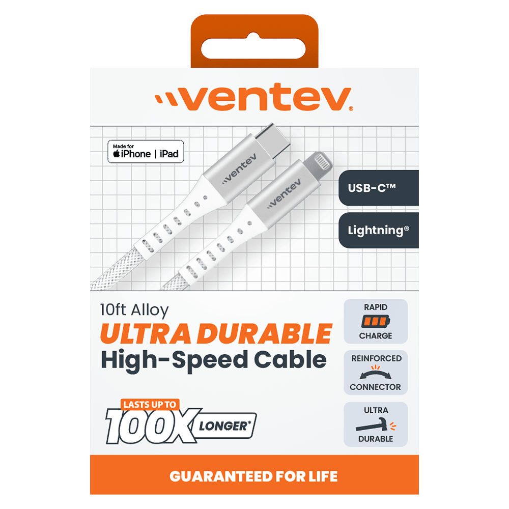 Ventev Chargesync Alloy USB C to Apple Lightning 10ft by Ventev - Electrostatic Innovations