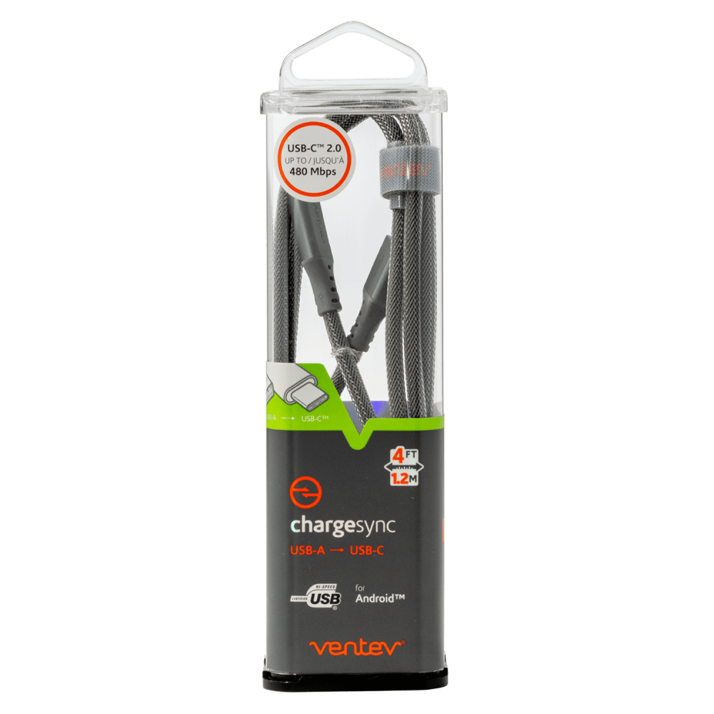 Ventev ChargeSync Alloy USB-A to USB-C Cable – 4ft packaging front
