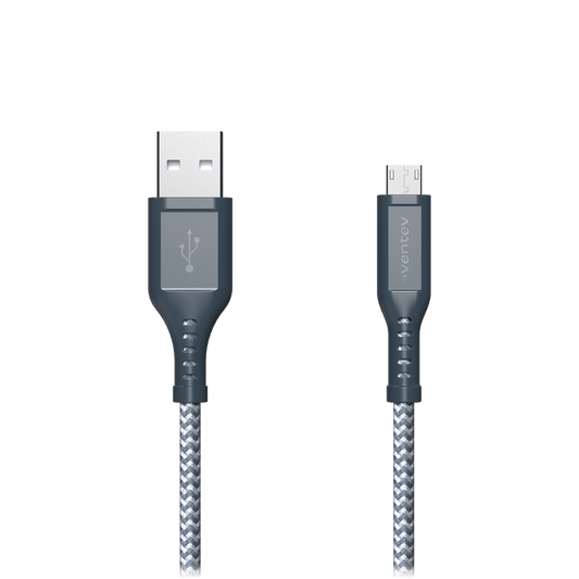 Ventev High Speed USB A to Micro USB Braided Cable with 2x the Copper for Faster Charging 6ft Gray by Ventev