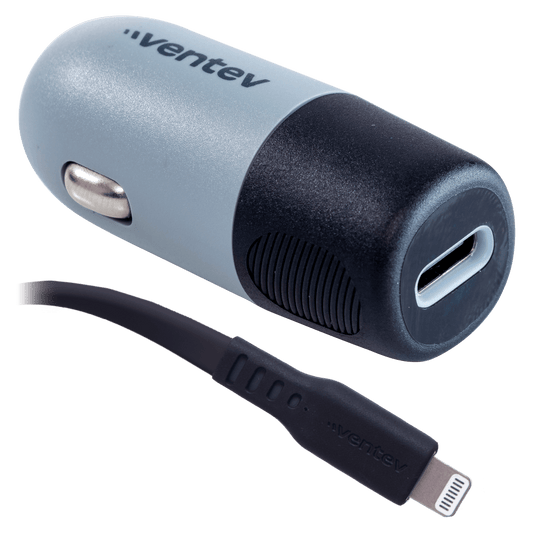 Ventev 20W USB C PD Car Charger and C to Apple Lightning Cable Gray by Ventev