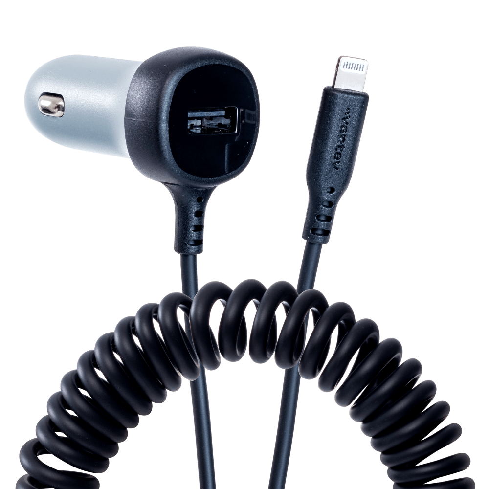 Ventev 12W USB-A Car Charger with Integrated 15W Apple Lightning Cable