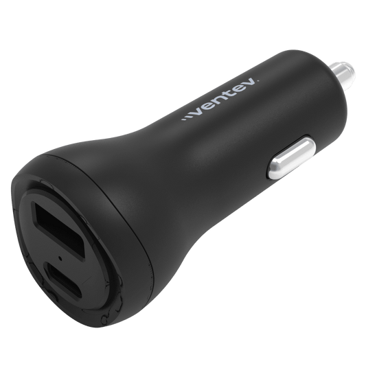 Ventev ULTRAFAST 32W Dual USB C and USB A Port Car Charger Black by Ventev