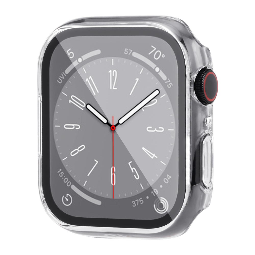 A silver Case-Mate Tough Case with Integrated Glass Screen Protector for Apple Watch 45mm.