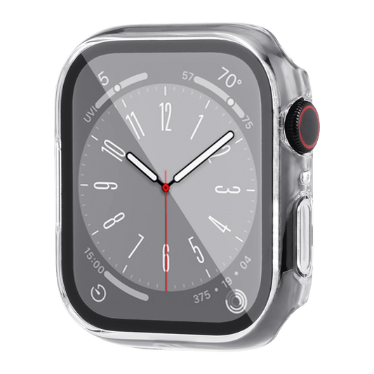A silver Case-Mate Tough Case with Integrated Glass Screen Protector for Apple Watch 45mm.