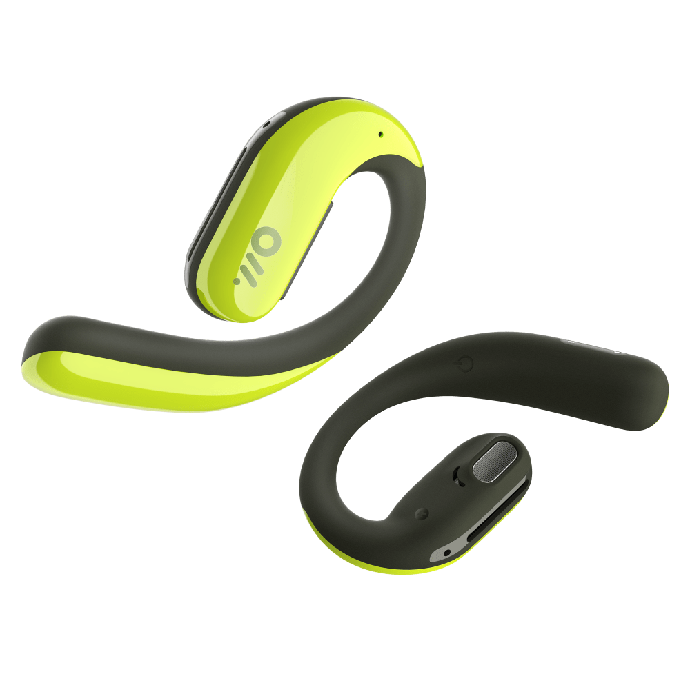 Oladance OWS Pro True Wireless In Ear Headphones front & back yellow