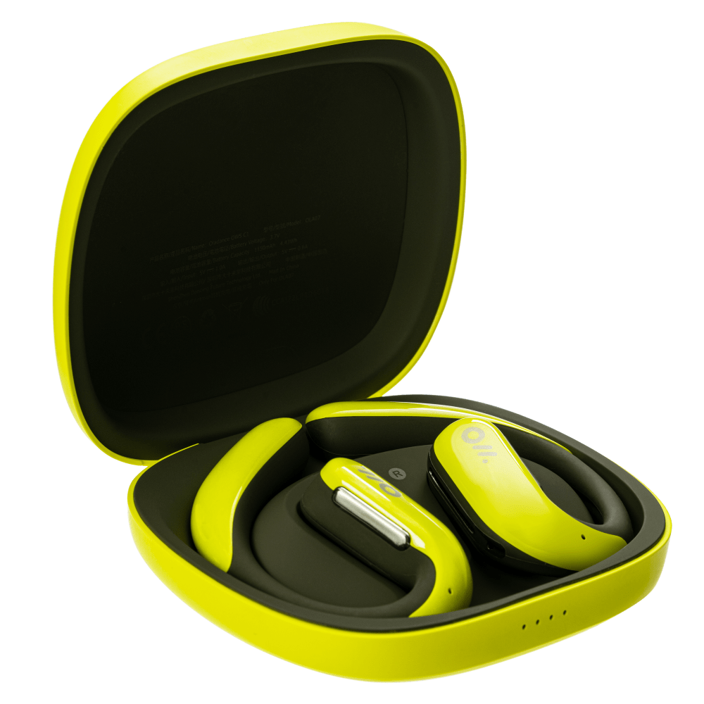 Oladance OWS Pro True Wireless In Ear Headphones Earbuds & case yellow