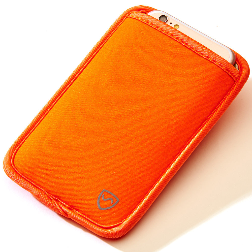 SYB Phone Pouch with EMF shielding for iPhone and Android orange case