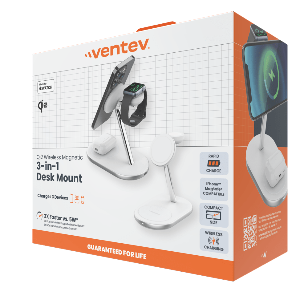 Ventev Qi2 Wireless 3-1 Charging Stand for phone by Ventev