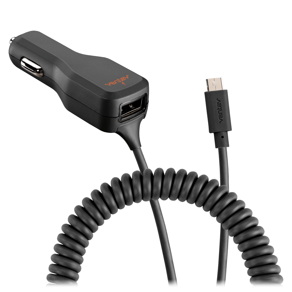 Ventev 17W dashport r2340c Dual Car Charger with USB A and Connected Micro USB Cable Gray by Ventev - Electrostatic Innovations