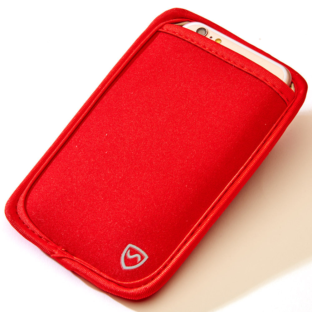 SYB Phone Pouch with EMF shielding for iPhone and Android red case
