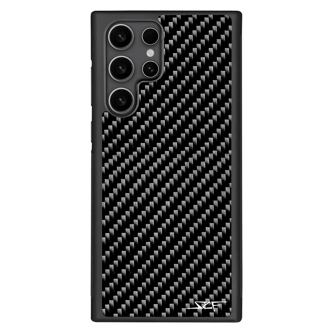 Close-up of Samsung carbon fiber phone case back