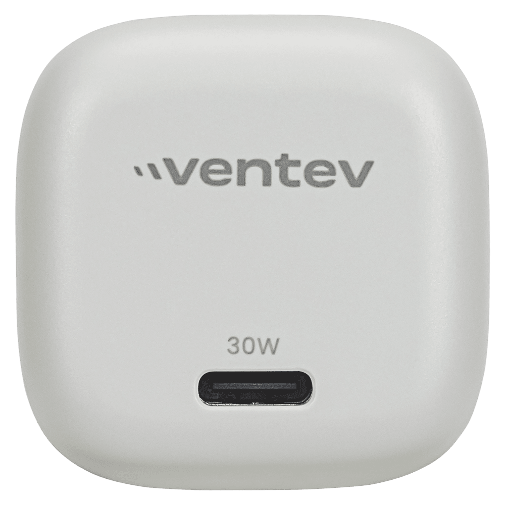 Ventev 30W PD PPS USB C GaN Mini Wall Charger Gray, White by Ventev
