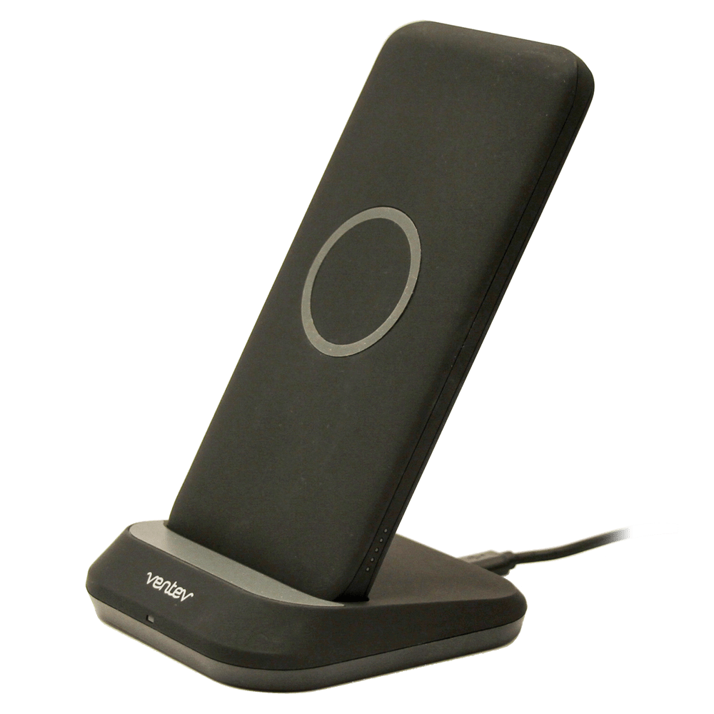 Ventev 10W wireless charging stand with 10,000mAh battery – black