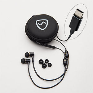 Air tube EMF-safe headset by Shield Your Body USB-C plug