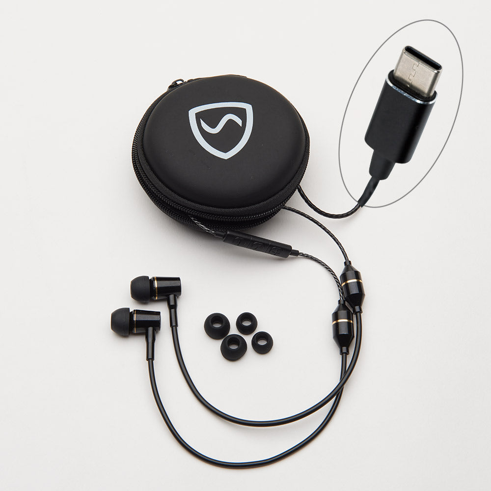 Air tube EMF-safe headset by Shield Your Body USB-C  jack