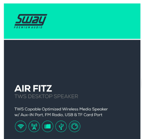 Sway Air Fitz Bluetooth Desktop Media Speaker - Black French Bulldog Design - Electrostatic Innovations