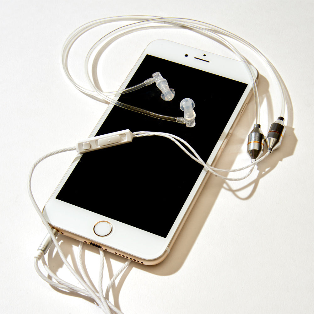 Air tube headphones with wrap-around fit by Shield Your Body