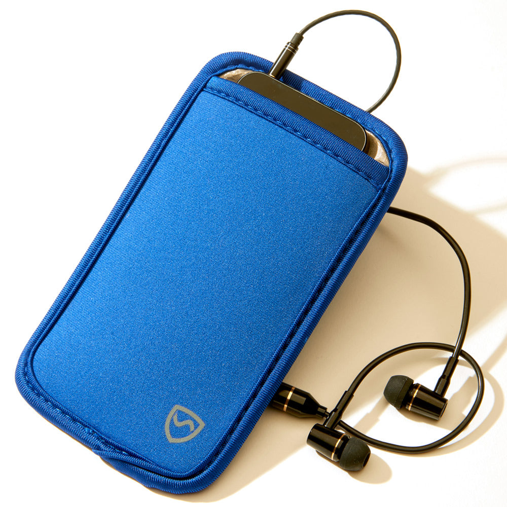 SYB Phone Pouch with EMF shielding for iPhone and Android blue