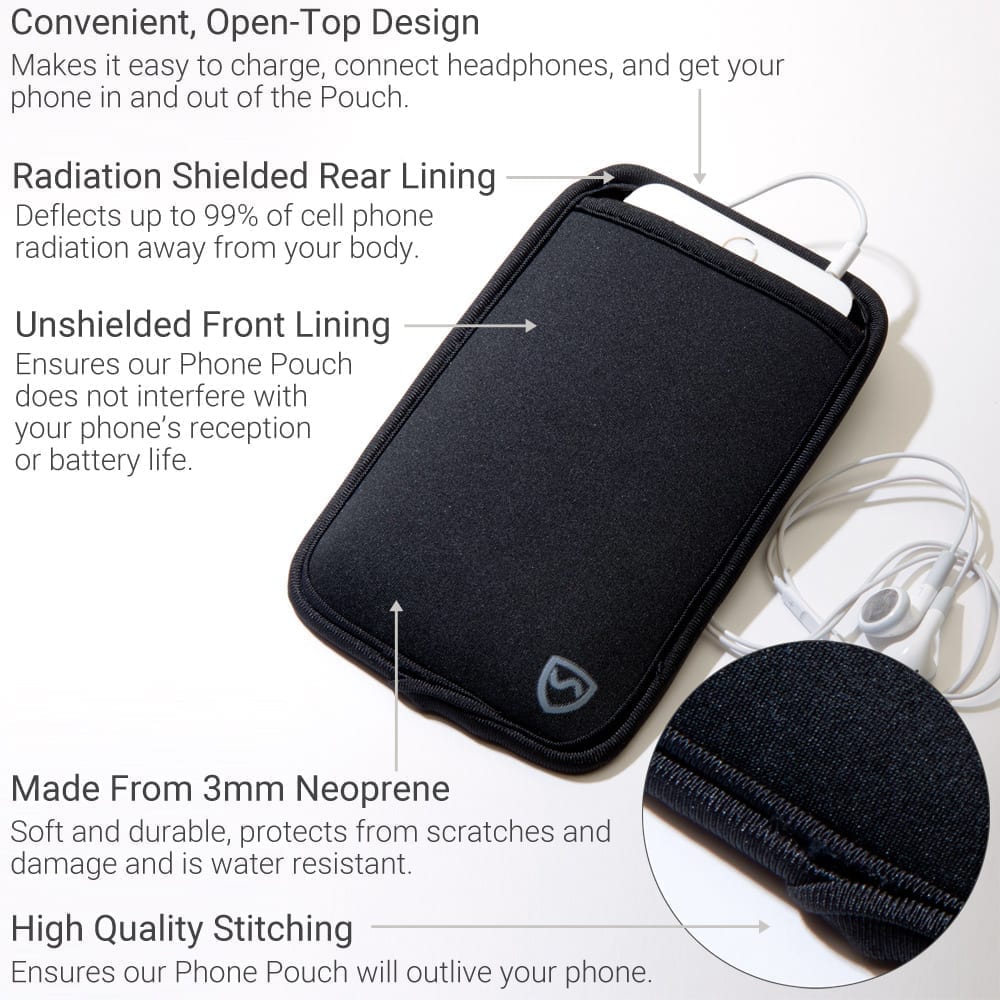 SYB Phone Pouch with EMF shielding for iPhone and Android benefits
