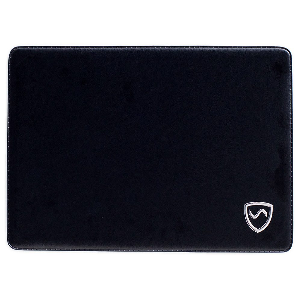 SYB Tablet Pad with EMF shielding for tablets and e-readers. A black tablet pad with the Shield Your Body logo in the bottom right corner.
