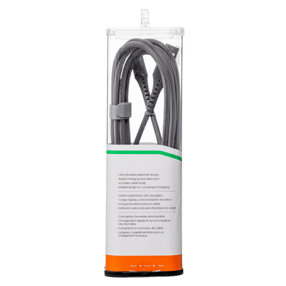 Ventev Chargesync Alloy USB A to USB C Cable 10ft Silver by Ventev
