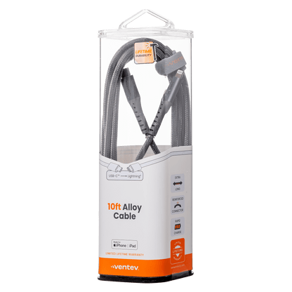 Ventev Chargesync Alloy USB C to Apple Lightning Cable 10ft by Ventev