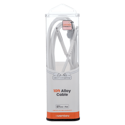 Ventev Chargesync Alloy USB C to Apple Lightning Cable 10ft by Ventev