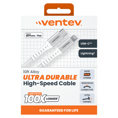 Ventev Chargesync Alloy USB C to Apple Lightning 10ft by Ventev