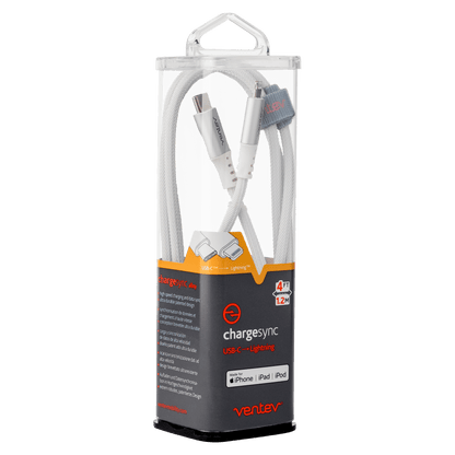 Ventev Chargesync Alloy USB C to Apple Lightning Cable 4ft by Ventev
