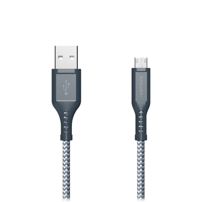 Ventev High Speed USB A to Micro USB Braided Cable with 2x the Copper for Faster Charging 6ft Gray by Ventev