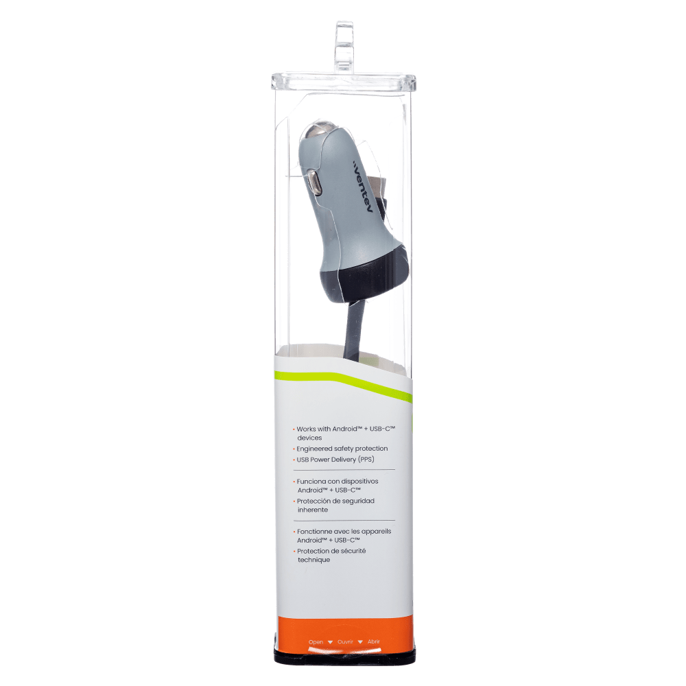 Ventev 30W USB C PPS Car Charger and USB C to USB C Cable Gray by Ventev