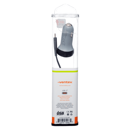 Ventev 30W USB C PPS Car Charger and USB C to USB C Cable Gray by Ventev