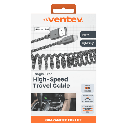 Ventev Helix USB A to Apple Lightning High Speed Travel Cable Gray by Ventev