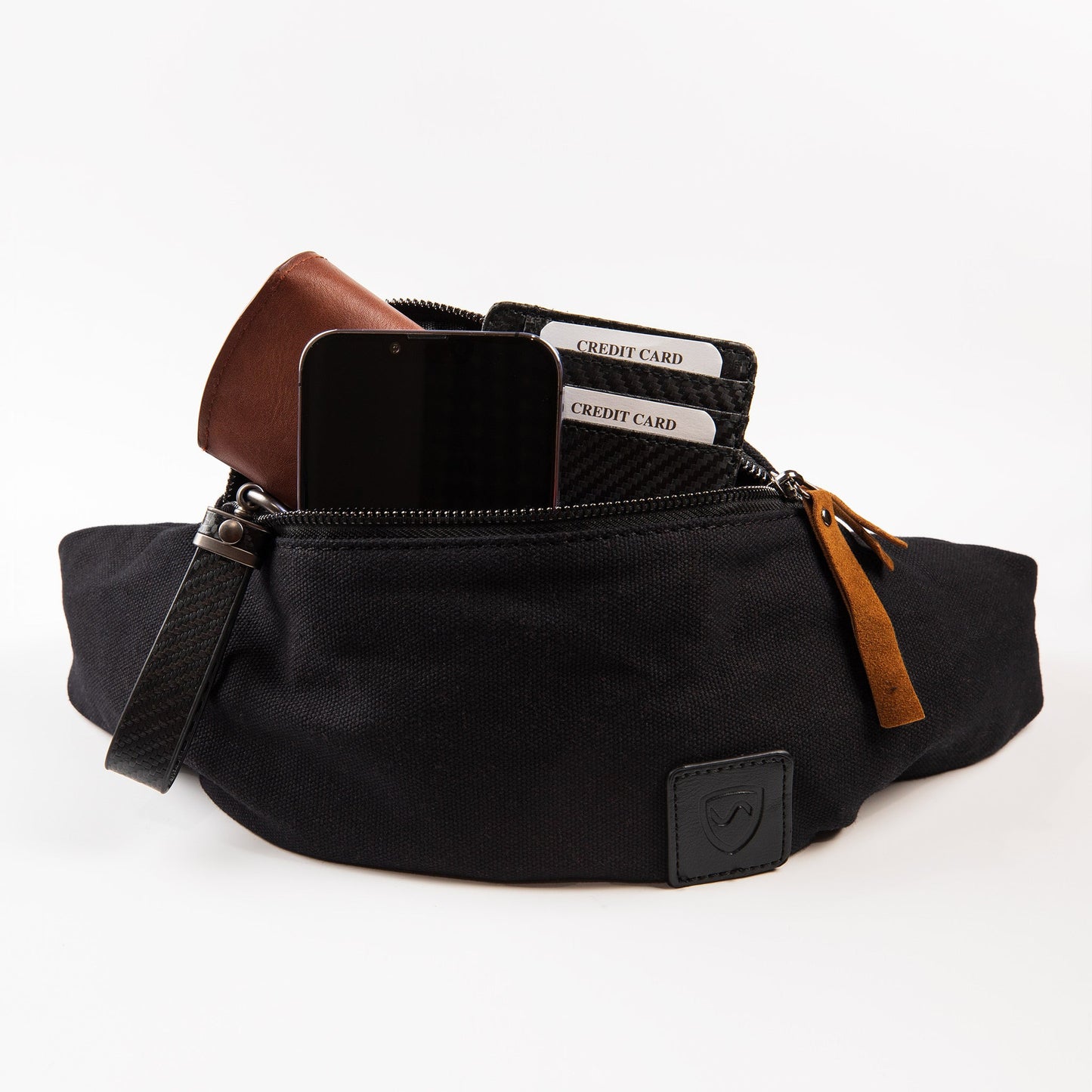 SYB Cross Body Fanny Pack Canvas Traveler with EMF shielding storage