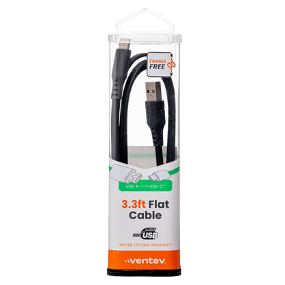 Ventev Chargesync Flat USB A to USB C Cable 3.3ft by Ventev