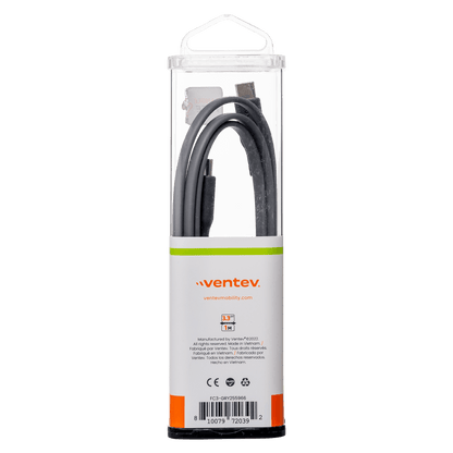 Ventev Chargesync Flat USB C to USB C Cable 3.3ft Gray by Ventev
