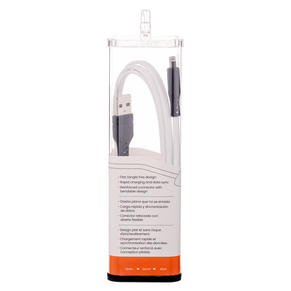 Ventev Chargesync Flat USB A to Apple Lightning Cable 3ft White by Ventev