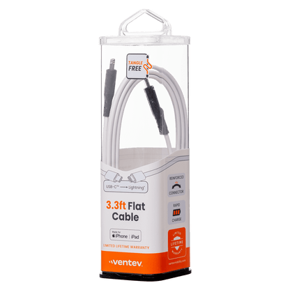 Ventev Chargesync Flat USB C to Apple Lightning Cable 3ft by Ventev