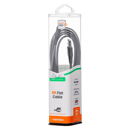 Ventev Chargesync Flat USB A to USB C Cable 6ft by Ventev