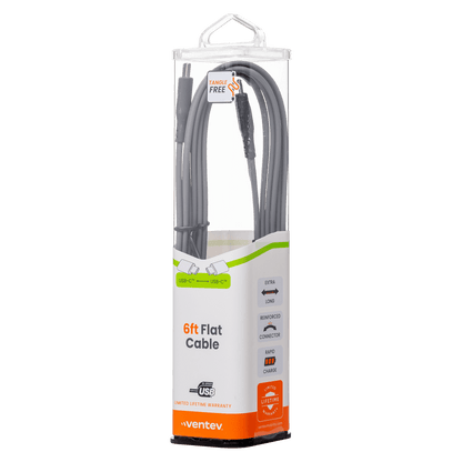 Ventev Chargesync Flat USB C to USB C Cable 6ft by Ventev