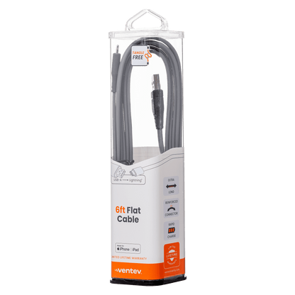 Ventev Chargesync Flat USB A to Apple Lightning Cable 6ft by Ventev