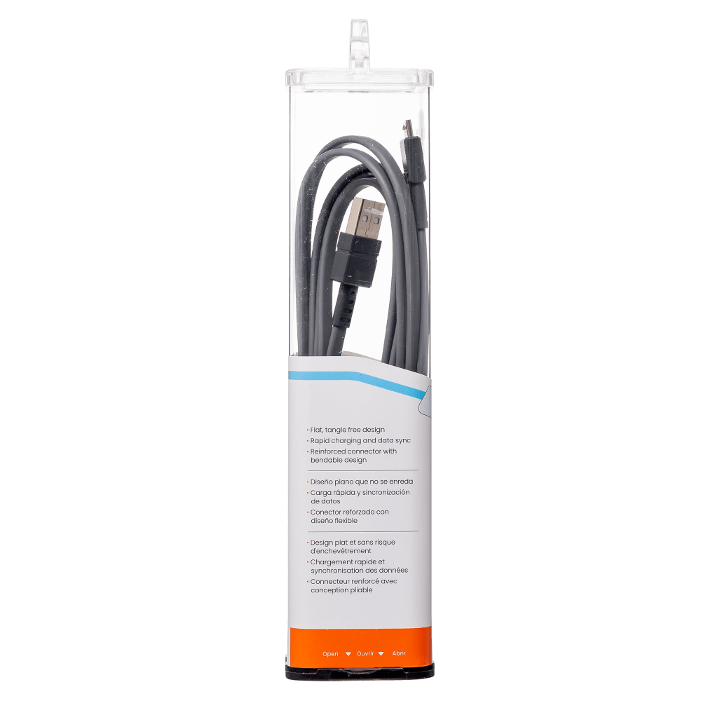 Ventev Chargesync Flat USB A to Micro Cable 6ft Gray by Ventev